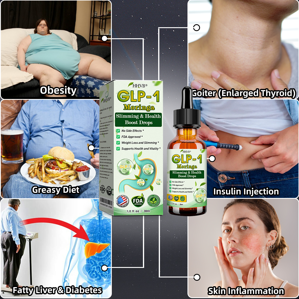 HHVB® 🏬GLP-1 Moringa Slimming & Health Boost Drops( Food-grade fat burner – Developed by The Obesity Society)